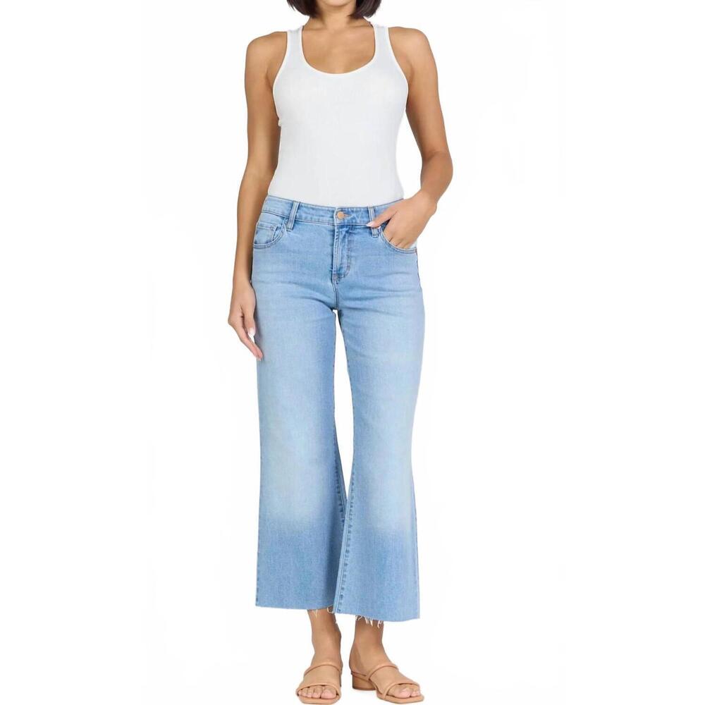 NEW DEAR JOHN DENIM holly raw hem straight leg cropped jeans in ellsworth